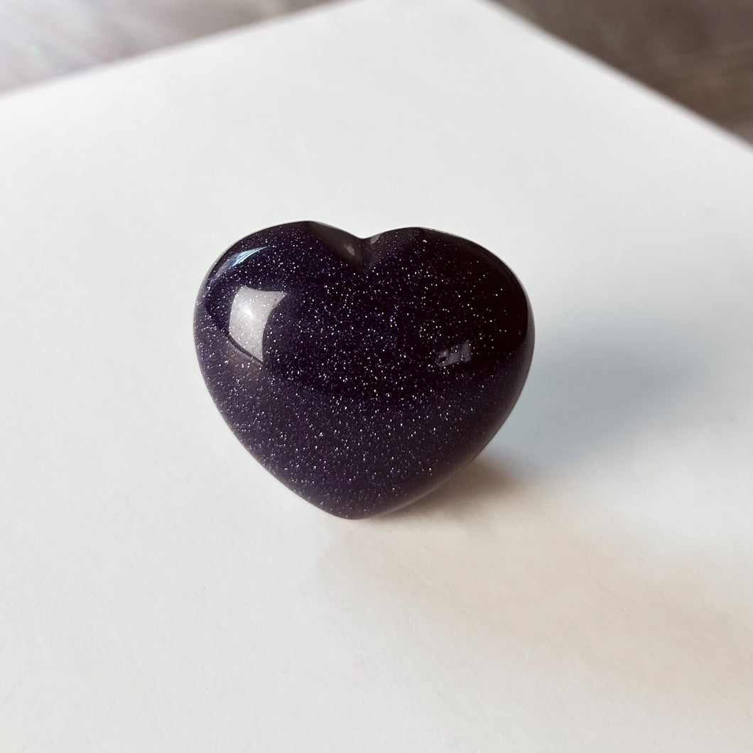 Chunky Blue Goldstone Heart (45mm)