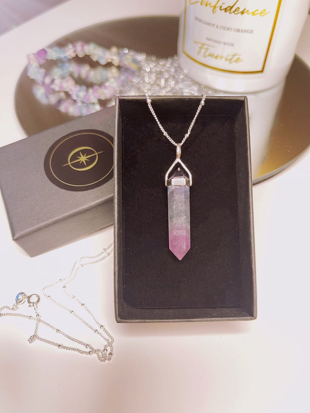 Fluorite Double Pointed Sterling Silver Pendant