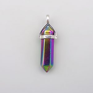 Double Pointed Aura Hematite Pendant