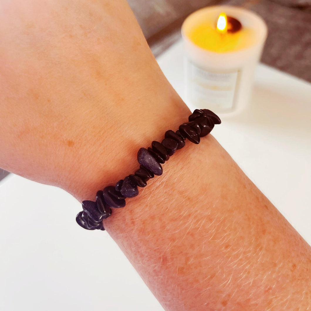 Blue Goldstone Crystal Chip Bracelet COMING SOON