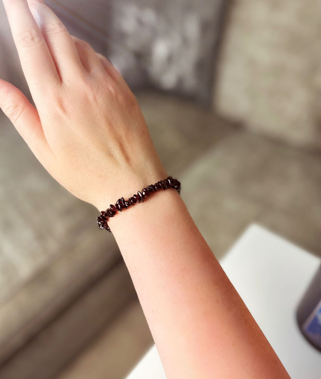 Garnet Crystal Chip Bracelet