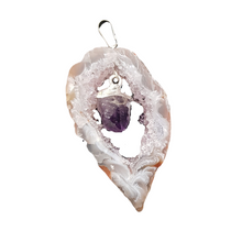 Load image into Gallery viewer, Geode and Amethyst Slice Necklace
