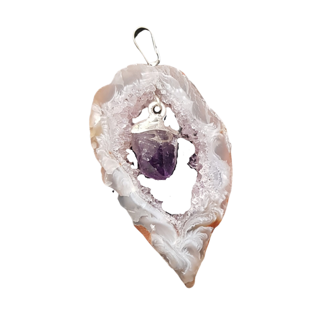 Geode and Amethyst Slice Necklace