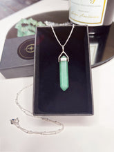 Load image into Gallery viewer, Green Aventurine Double Pointed Sterling Silver Pendant

