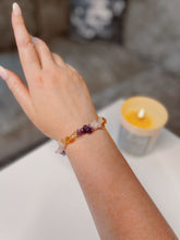 Load image into Gallery viewer, Rose Quartz, Citrine and Amethyst Trio Crystal Chip Bracelet
