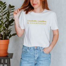 Load image into Gallery viewer, Crystals, Candles &amp; Champagne T-Shirt
