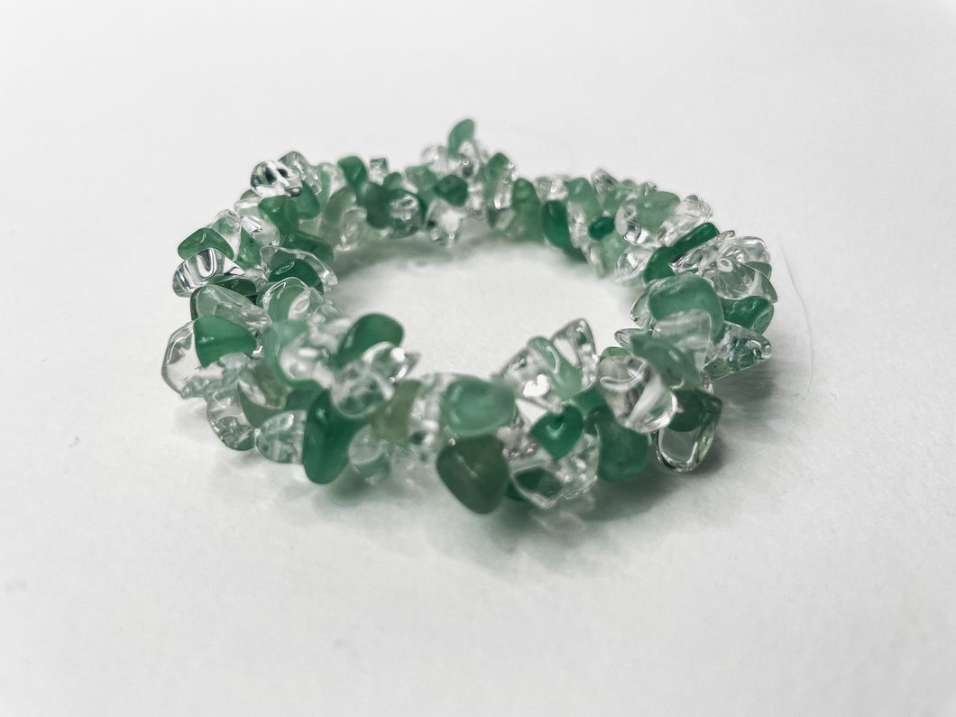 Green Aventurine & Clear Quartz Multi-Strand Chip Bracelet